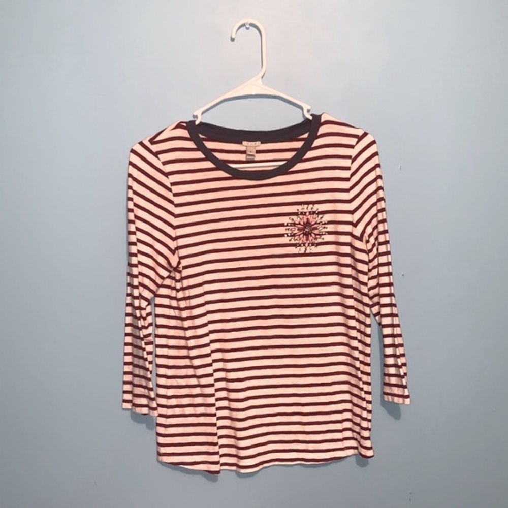 (2/$20) J. Crew Striped Top with 3/4 Sleeve